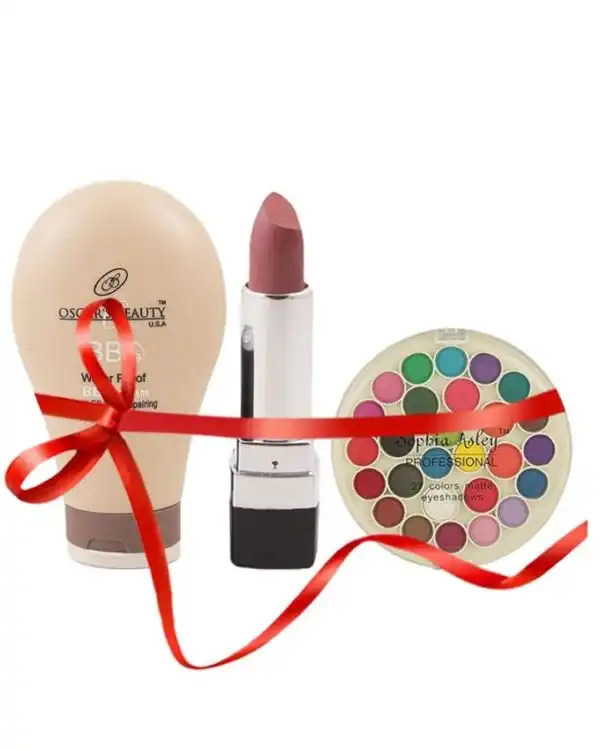 Sophia Asley Deal of 3 - 27 Color Eye Shade Kit Matte + Rich Matte Lipstick + BB Cream Fair