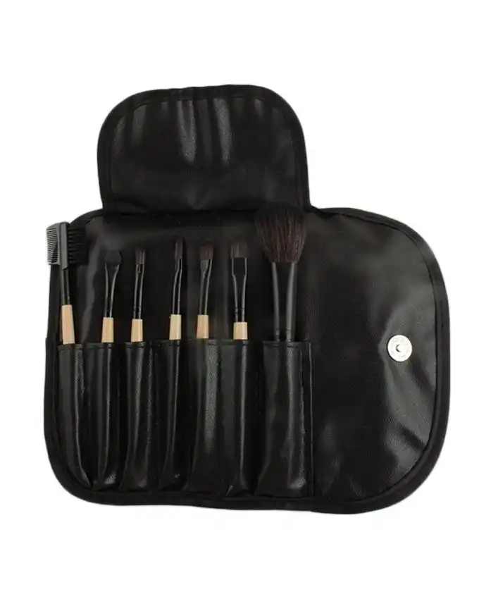 Sophia Asley Professional Wooden Brush Kit with Leather pouch 8 Pcs