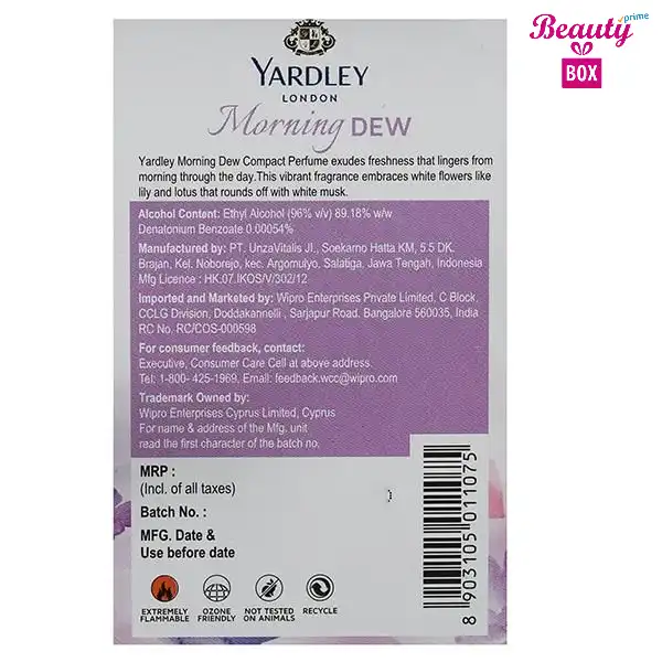 Yardley London Morning Dew Pocket Perfume 18ml 3 Beauty Box