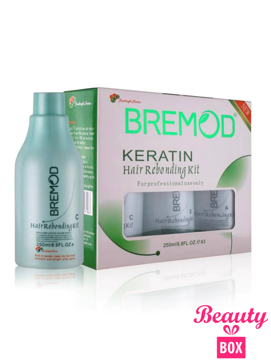 Bremod keratin hair rebonding kit 250ml x 3