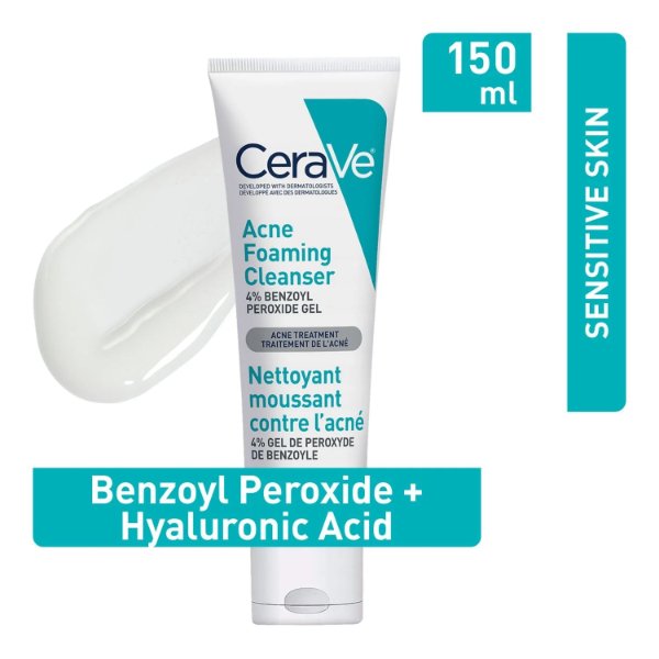 CERAVE ACNE FOAMING CLEANSER 4% BENZOYL PEROXIDE GEL